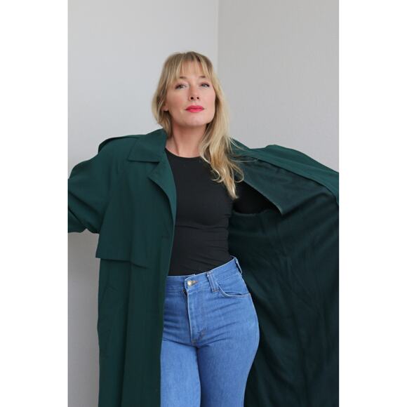 1980's Vintage Classic Evergreen Full Length Belted Trench Coat ~ Women's MD LG - Picture 8 of 11